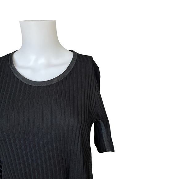 3.1 Phillip Lim Short Sleeve Ribbed Tie Front Shirt Black Womens Size Medium - Picture 5 of 10